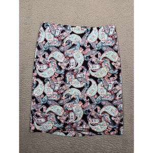 Talbots Straight‎ & Pencil Short Skirt Black Blue Red Paisley Size 10 Zipper